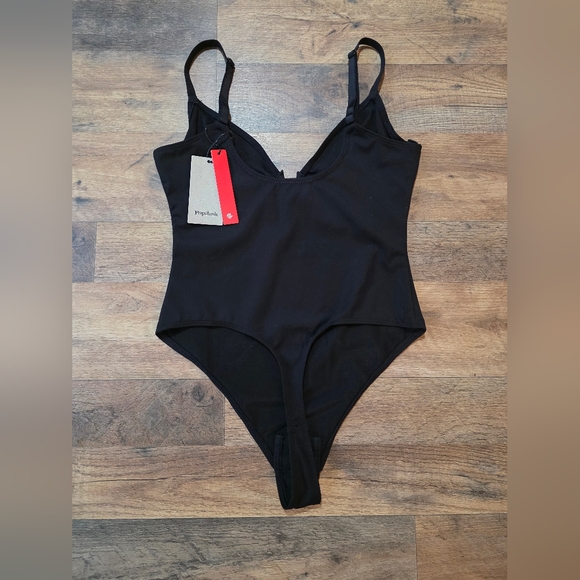 Popilush Women's Black Deep V Shapewear Tummy Control Corset Bodysuit Size S - Picture 11 of 12